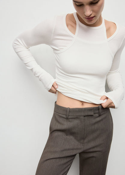 Ribbed Combined T Shirt