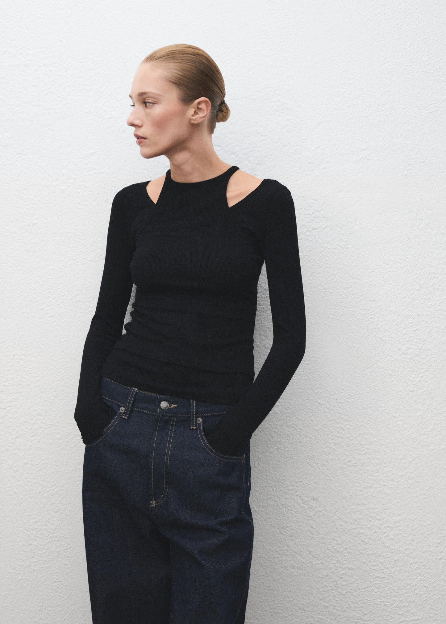 Ribbed Combined T Shirt