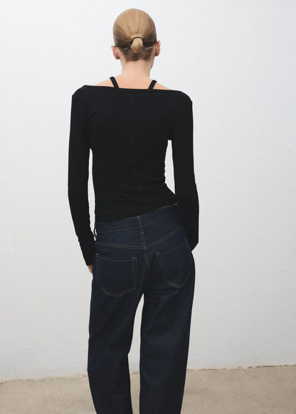 Ribbed Combined T Shirt