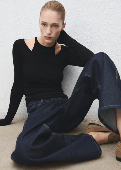 Ribbed Combined T Shirt