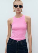 Ribbed Cotton Blend Top