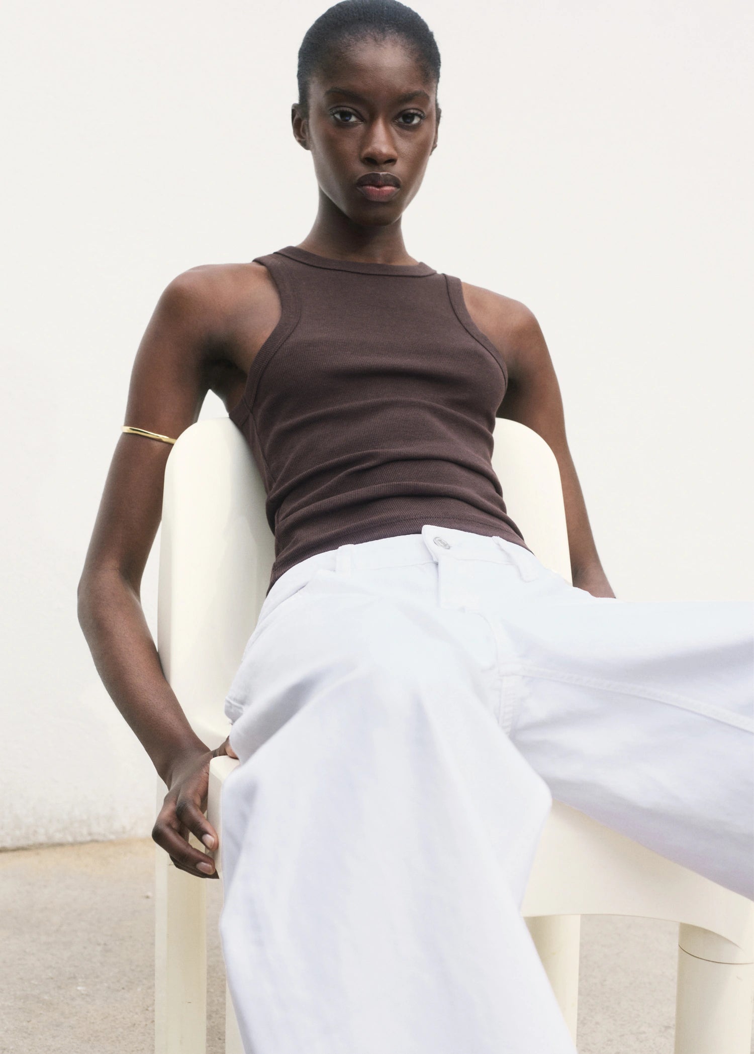 Ribbed Cotton Blend Top