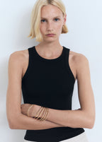 Ribbed Cotton Blend Top