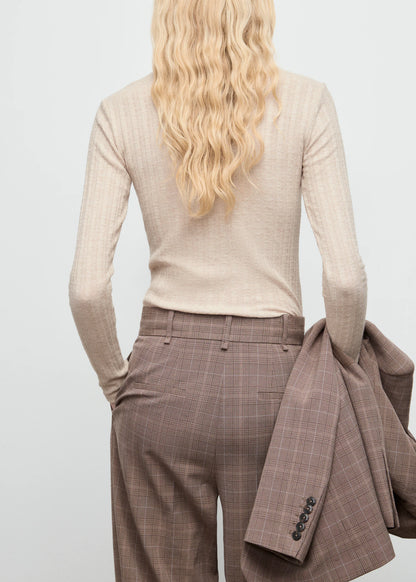 Ribbed High Neck T Shirt