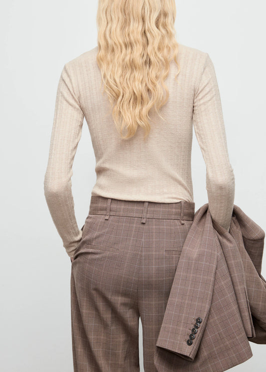 Ribbed High Neck T Shirt