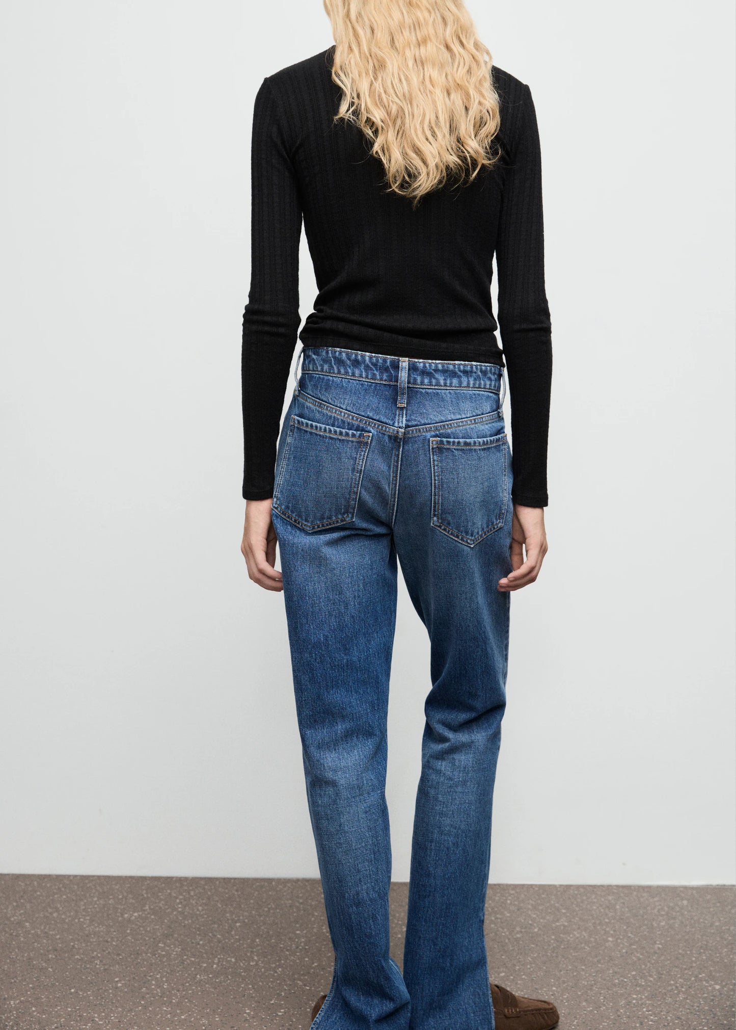 Ribbed High Neck T Shirt