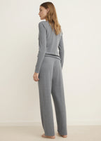 Ribbed Knit Button Down T Shirt