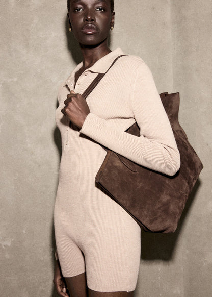 Ribbed Knitted Polo Neck Playsuit