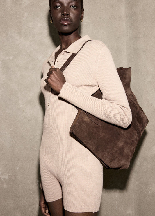 Ribbed Knitted Polo Neck Playsuit