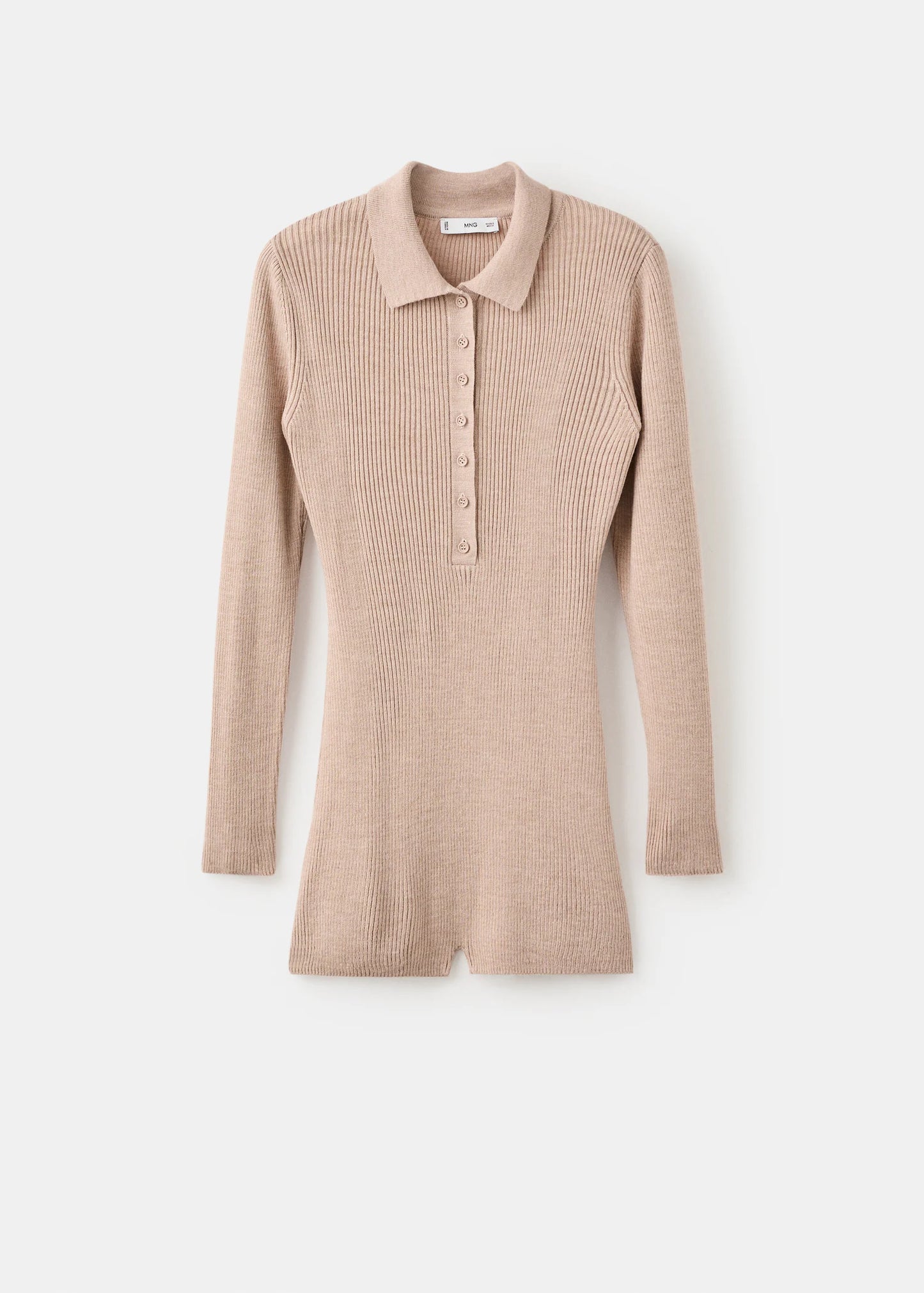 Ribbed Knitted Polo Neck Playsuit