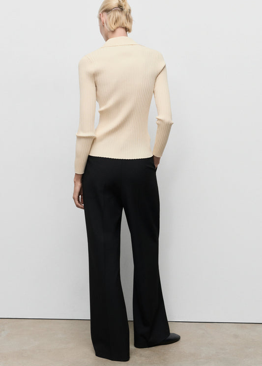 Ribbed Lapel Cardigan