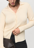 Ribbed Lapel Cardigan