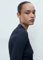 Ribbed Lapel Cardigan