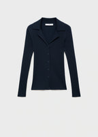 Ribbed Lapel Cardigan