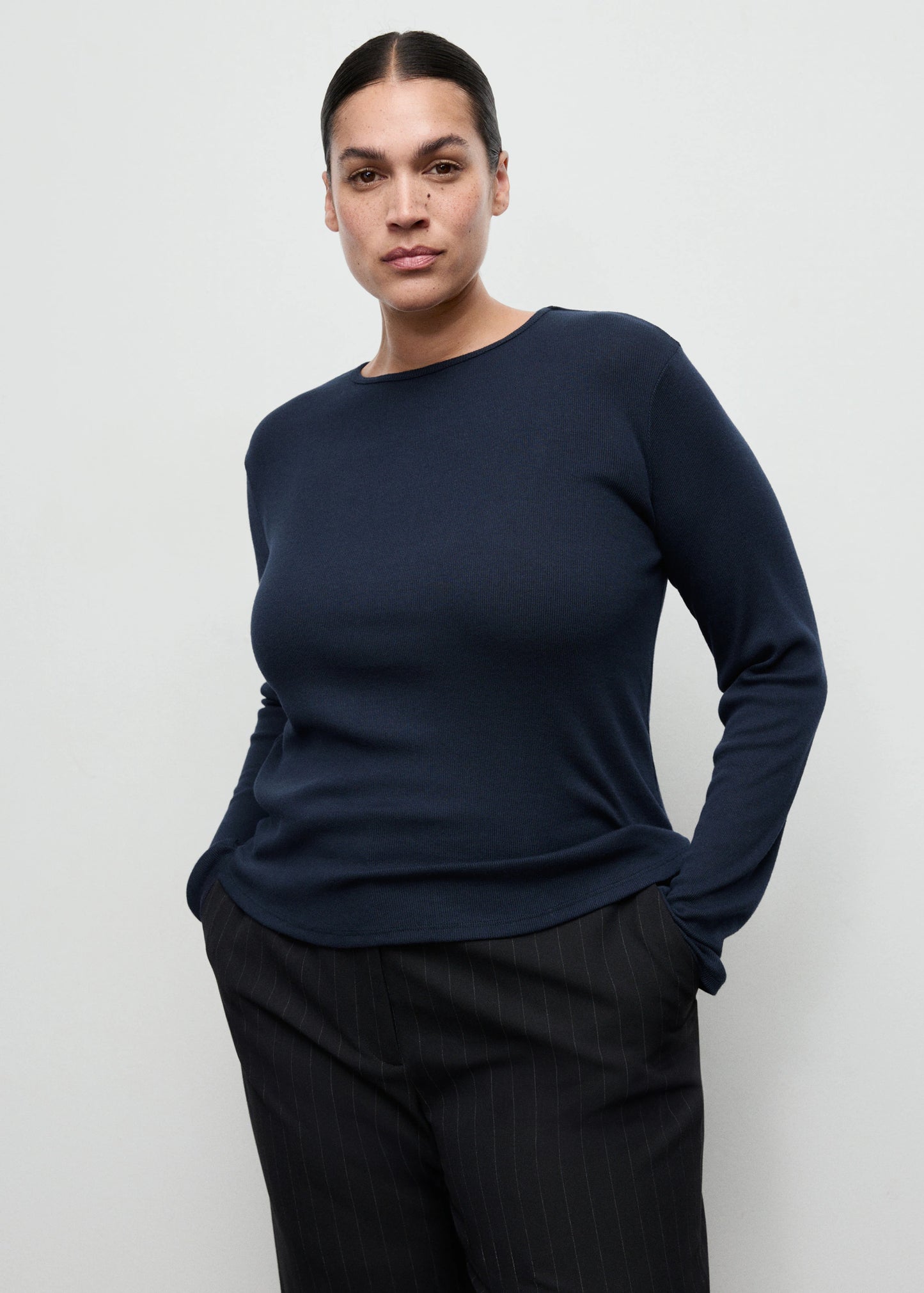 Ribbed Long Sleeved T Shirt