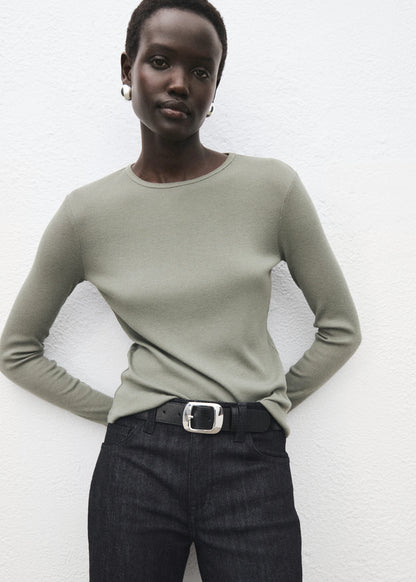 Ribbed Long Sleeved T Shirt