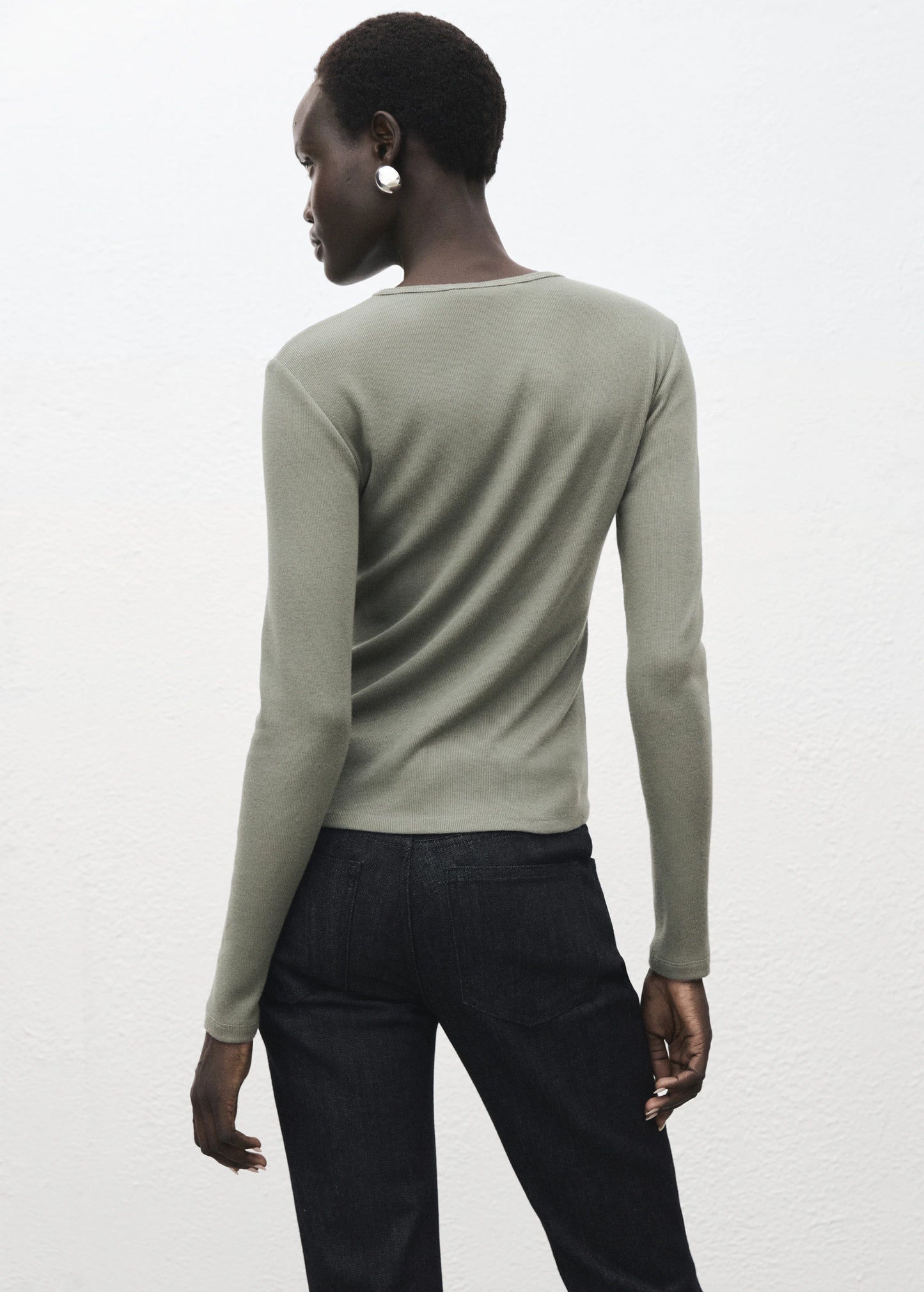 Ribbed Long Sleeved T Shirt