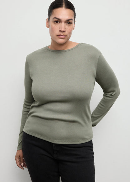 Ribbed Long Sleeved T Shirt