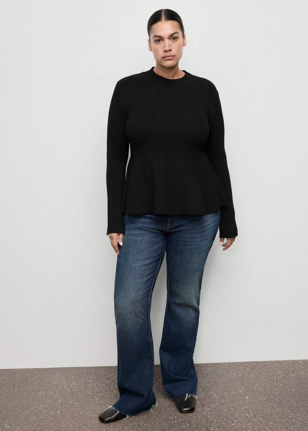 Ribbed Peplum Sweater