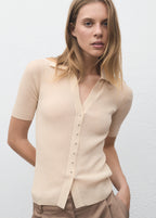 Ribbed Polo Neck Sweater