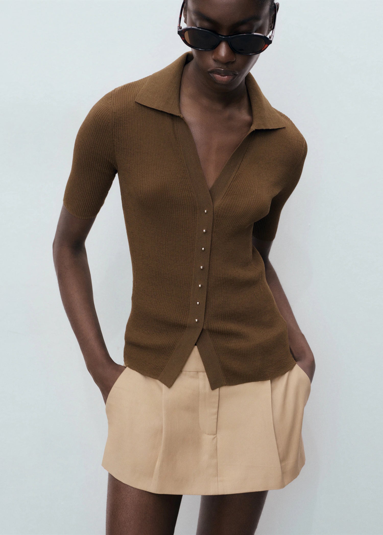 Ribbed Polo Neck Sweater