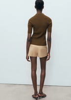 Ribbed Polo Neck Sweater