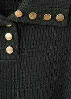 Ribbed Polo Neck Sweater With Buttons