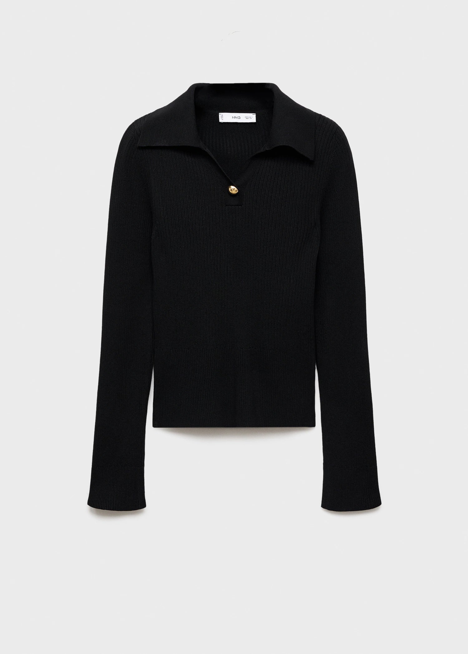 Ribbed Sweater With Jewel Button