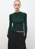 Ribbed Sweater With Perkins Neck