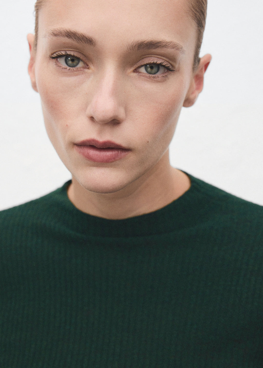 Ribbed Sweater With Perkins Neck