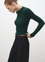 Ribbed Sweater With Perkins Neck