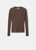 Ribbed Sweater With Perkins Neck