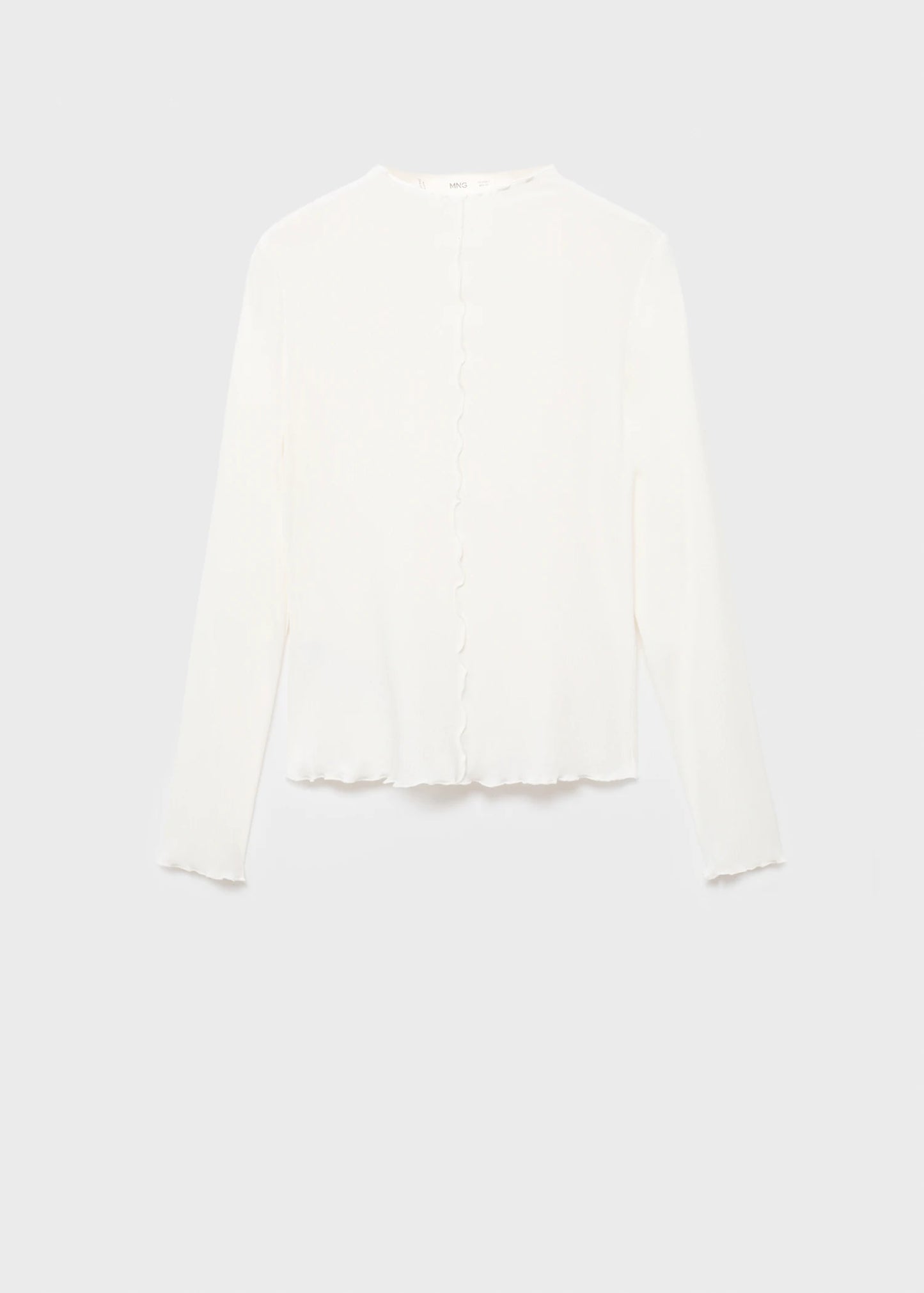 Ribbed T Shirt With Scalloped Trim