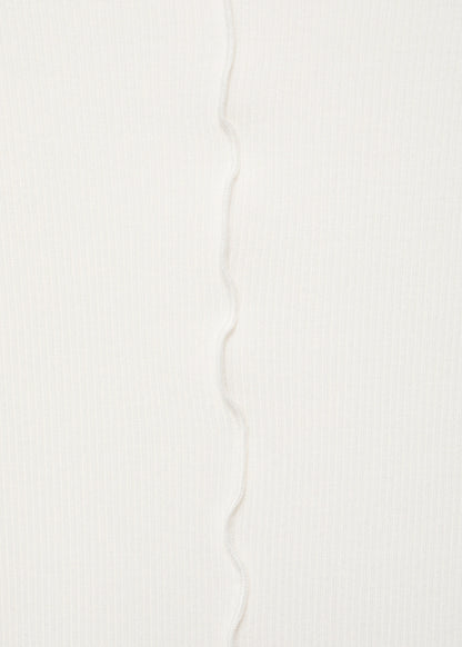 Ribbed T Shirt With Scalloped Trim