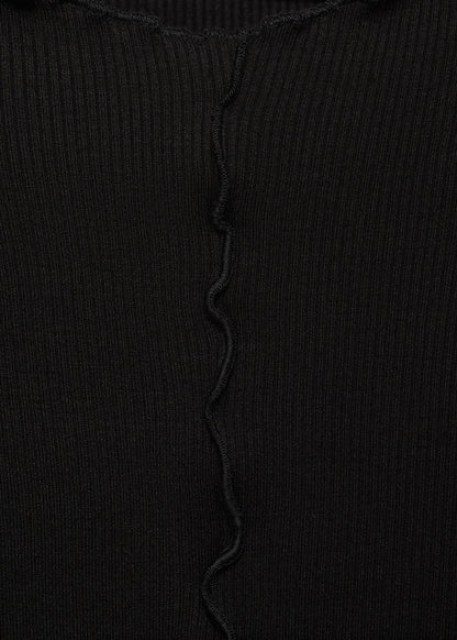 Ribbed T Shirt With Scalloped Trim