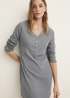 Ribbed Knit Nightdress With Buttons