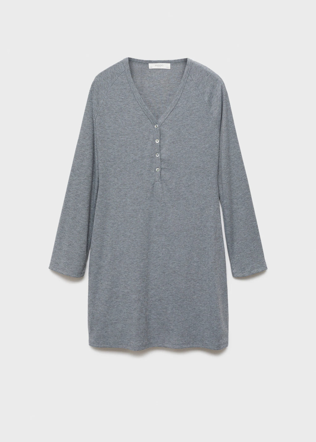 Ribbed Knit Nightdress With Buttons