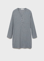 Ribbed Knit Nightdress With Buttons