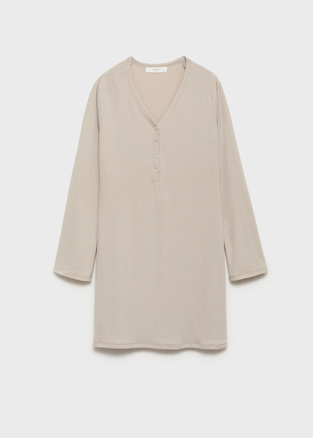 Ribbed Knit Nightdress With Buttons