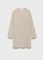 Ribbed Knit Nightdress With Buttons