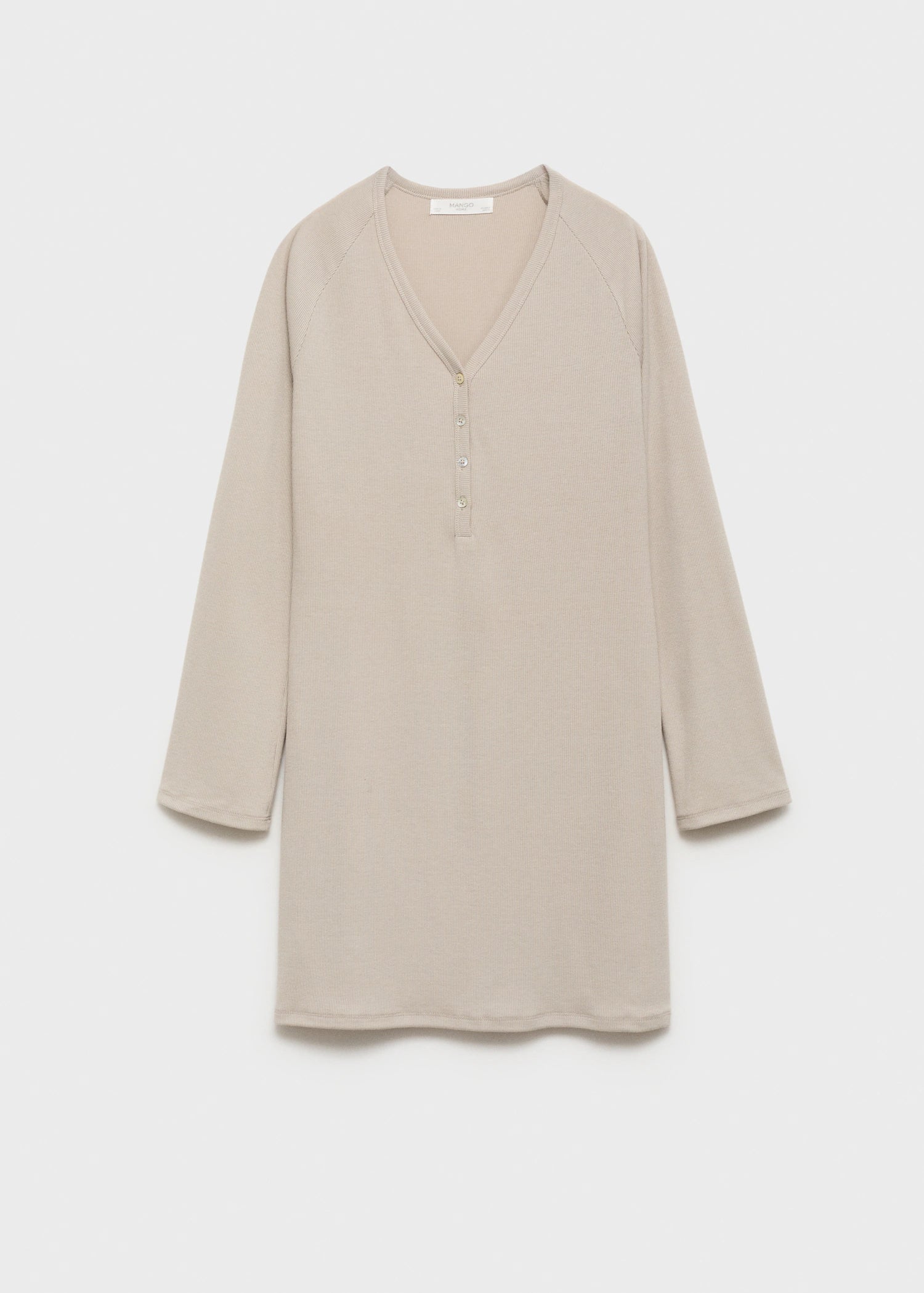 Ribbed Knit Nightdress With Buttons