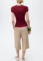 Ribbed Knit Short Sleeved Sweater