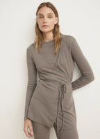 Rib Knit Cardigan With Tie