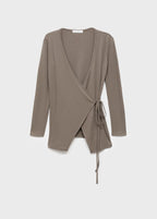 Rib Knit Cardigan With Tie