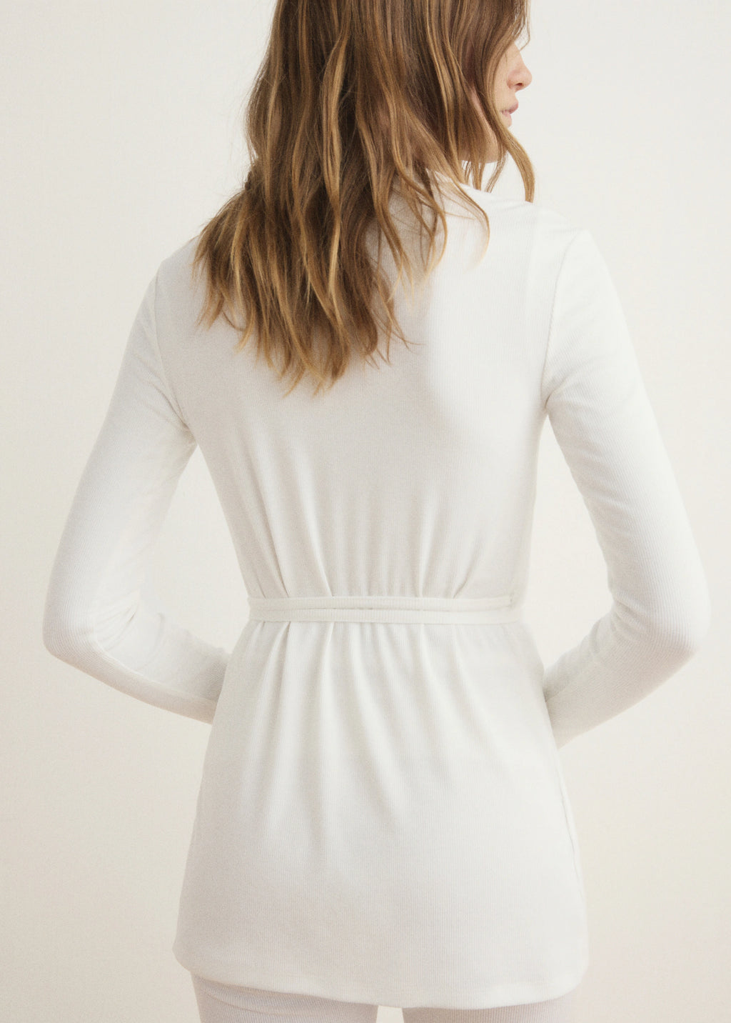 Rib Knit Cardigan With Tie