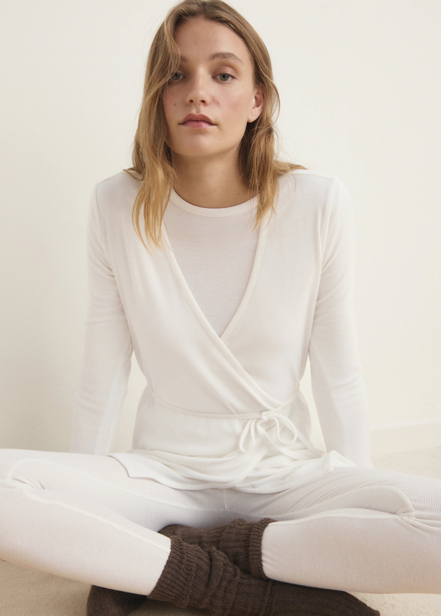 Rib Knit Cardigan With Tie