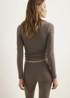 Rib Knit Round Neck T Shirt