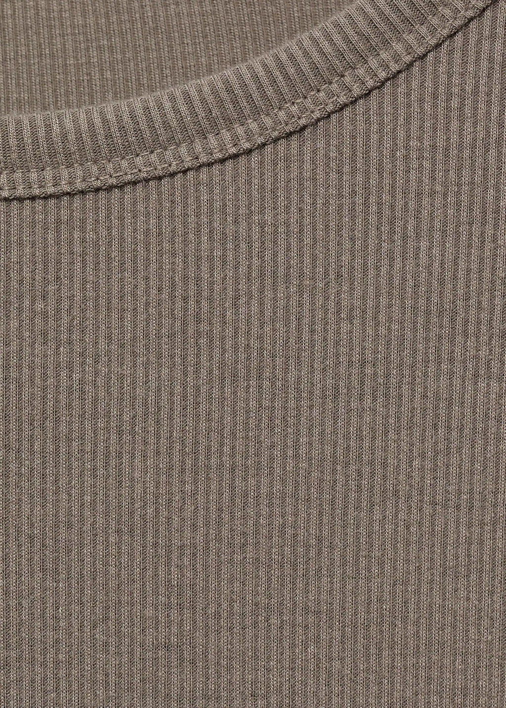 Rib Knit Round Neck T Shirt