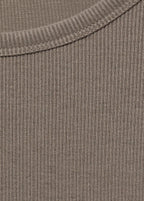 Rib Knit Round Neck T Shirt