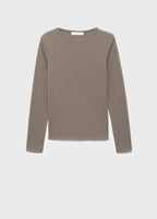 Rib Knit Round Neck T Shirt